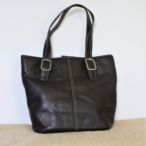 Dark Brown Leather Medium Tote - Picture 1 of 9